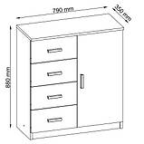 Комод з одними дверима та 4 шухлядами, колір білий, фото 3