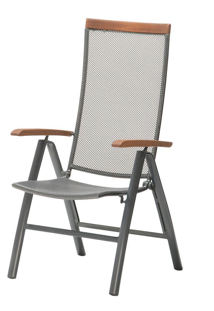 Стілець садовий 5-позиційний складной сірий (Алюміній, сталь та промащений хардвуд ), buuba, фото 1