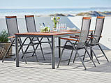 Стілець садовий 5-позиційний складной сірий (Алюміній, сталь та промащений хардвуд ), buuba, фото 2