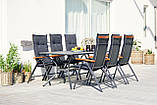 Стілець садовий 5-позиційний складной сірий (Алюміній, сталь та промащений хардвуд ), buuba, фото 3