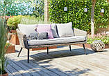 Лаунж софа садова 3-місна плетені з алюмінію і штучний ротанг, фото 6