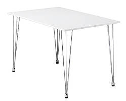 Обідній стіл прямокутний білий хром, 120 см, buuba
