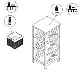 Комод із 3 плетеними шухлядами, колір білий, buuba, фото 3