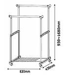 Полку вішалка подвійна підлогова пересувна чорна, buuba, фото 2