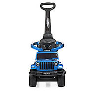 Каталка Толокар з батьківською ручкою Bambi M 4288S-12 синій, світло фар, музика, захисний бортик, фото 2