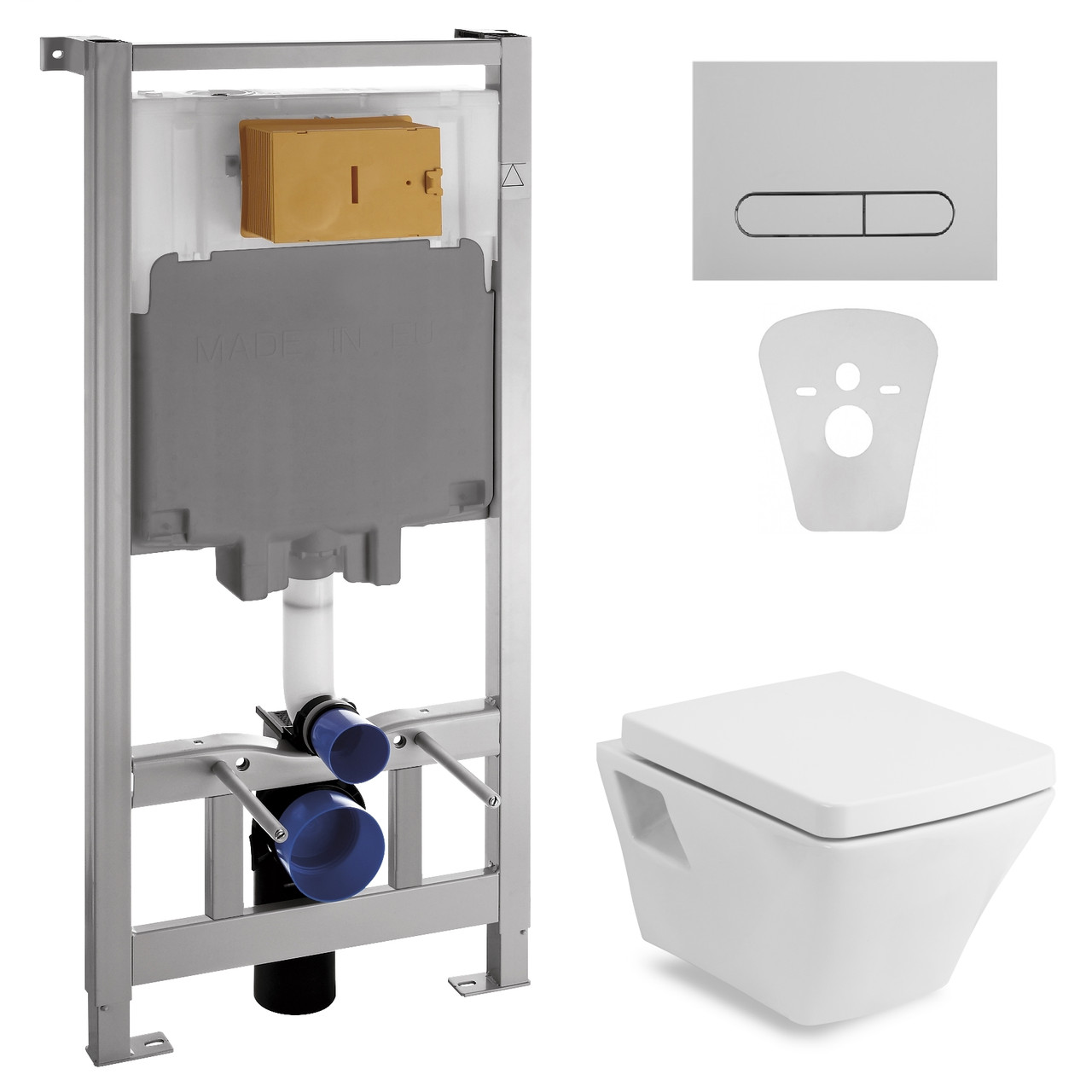 Підвісний унітаз Black Teo із сидінням slow-closing + VOLLE MASTER комплект інсталяції 4 в 1, чорна клавіша