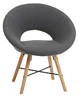 Крісло стильне кругле тканинне сіре, buuba