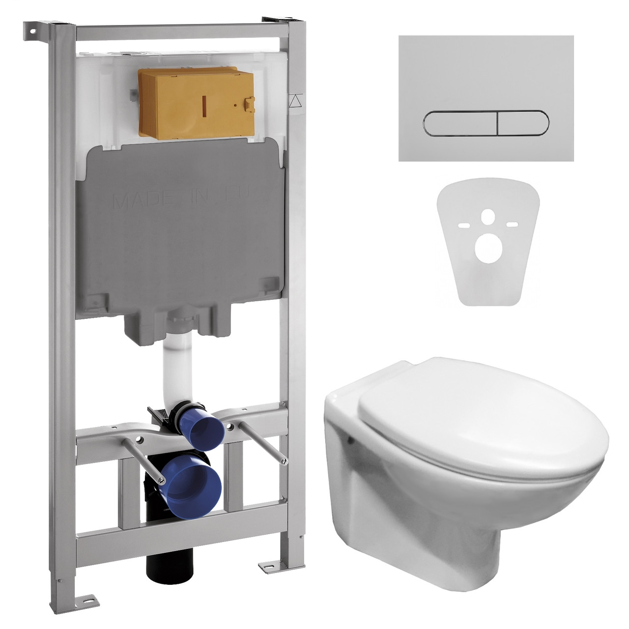 Підвісний унітаз Feliz із сидінням Slow-closing + VOLLE MASTER комплект інсталяції 4 в 1, хром клавіша