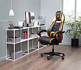 Крісло комп'ютерне геймерське розкладне чорно - помаранчевий (підставка для ніг), buuba, фото 6