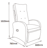 Велике лаунж крісло з підставкою для ніг (багатопозиційне) сіра (штучний ротанг), фото 3