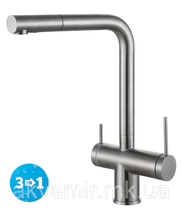 Змішувач Fabiano FKM 3114 SS нержавіюча сталь (INOX) з підключенням до фільтру