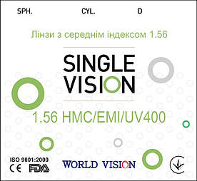 Корейські окулярні лінзи для далечі (мінус) покриття HMC,EMI та UV400