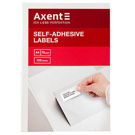 Етикетки з клейким шаром 1 шт/лист Axent 210*297 мм 2460-А // 100 листів/уп 24
