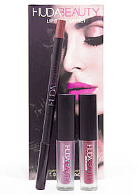 Набір Huda Beauty Lip Contour Set 2 помади + олівець VIXEN & FAMOUS 2 (прим'яке паковання)