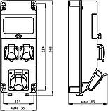 Щит з розетками 16A 5P, 2xSchuko 5 модулів IP44 SEZ ROS 5/x-12, фото 3