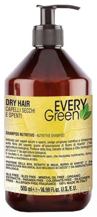 Шампунь для сухого волосся DIKSON Every Green Dry Hair Nutritive Shampoo 500 мл