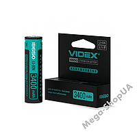 Аккумулятор 18650 Videx Li-Ion 3400mAh с защитой. Элемент питания 18650. Батарейка 18650 Box/1pc