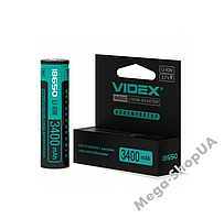 Акумулятор 18650 Videx Li-Ion 3400mAh із захистом. Елемент живлення 18650. Батарейка 18650 Box/1pc