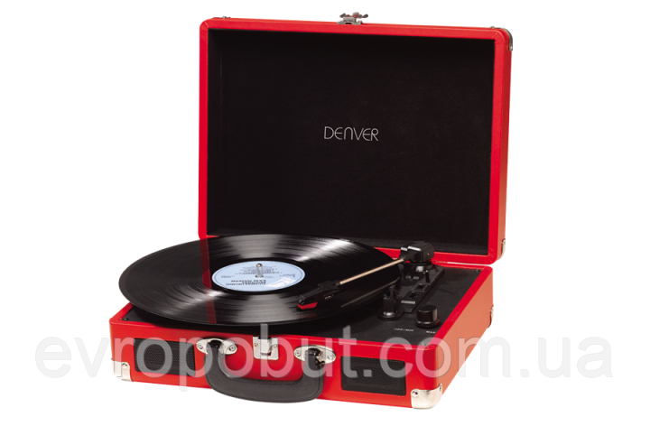 Грамофон, програвач вінілових дисків Denver VPL-120 Red 3-швидкісний зі стереодинаміками,