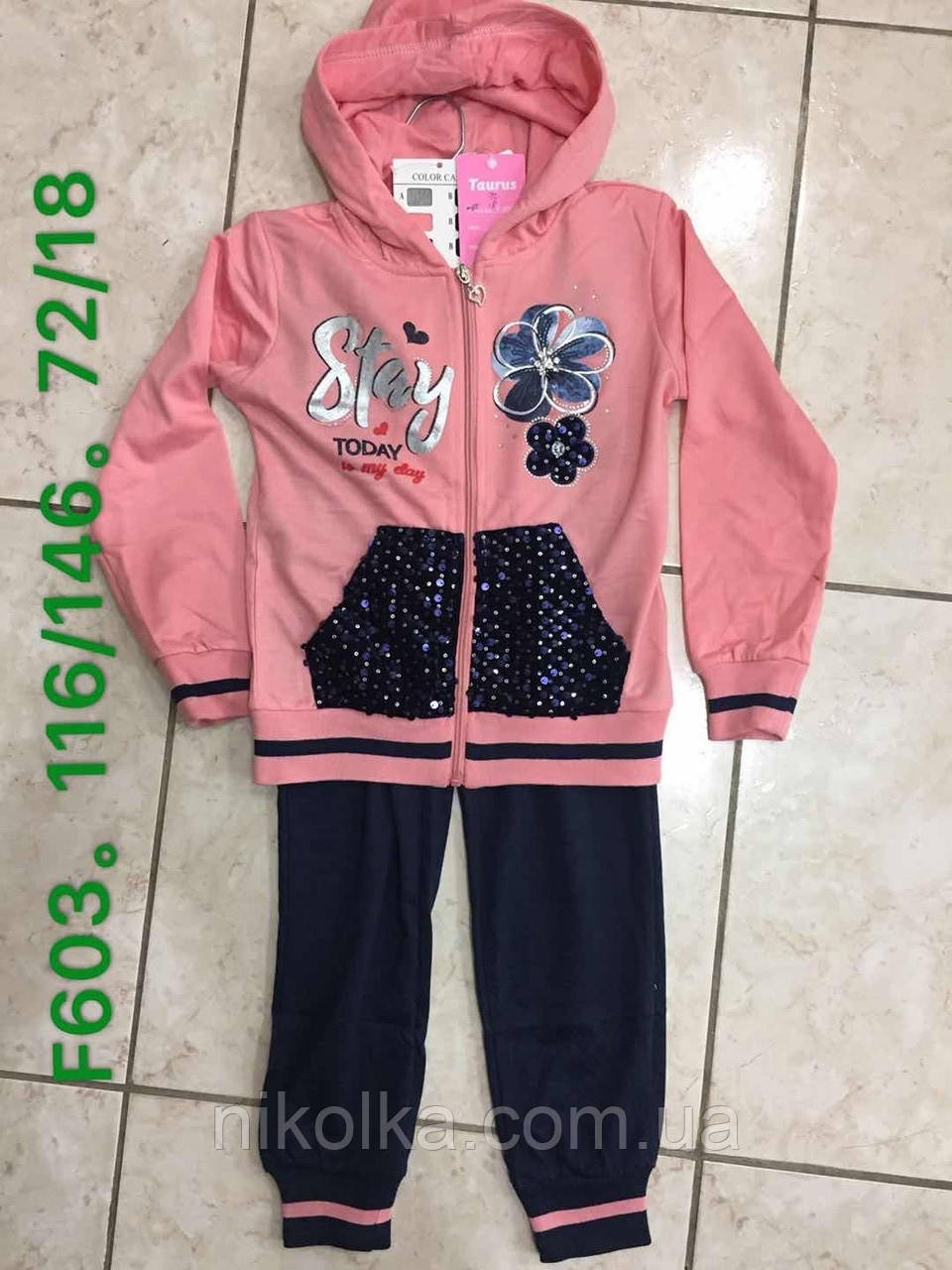 Трикотажний костюм-двійка для дівчаток оптом, Taurus 116-146 рр., арт. F-603, фото 1