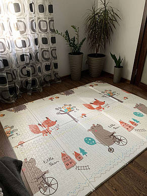 Дитячий килимок двосторонній тварини /лев+ мишка XPE 200*150*1см, фото 2