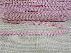 Тасьма ажурна світло-рожева "шанель", ширина 1.2 см, текстильна тасьма для декору одягу (1уп-50 метрів)