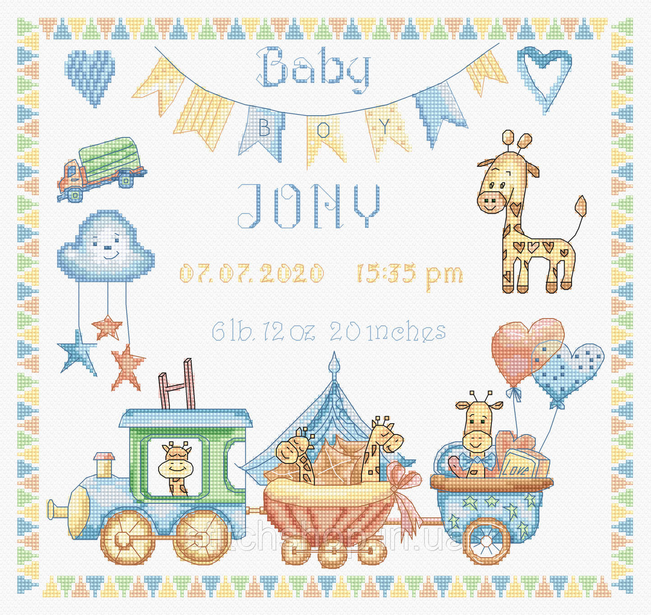 Набір для вишивання нитками LETISTITCH Baby Boy Record (LETI 936)