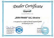 SIEGMUND - СЕРТИФІКАТ ОФІЦІЙНОГО ДИЛЕРА 2019