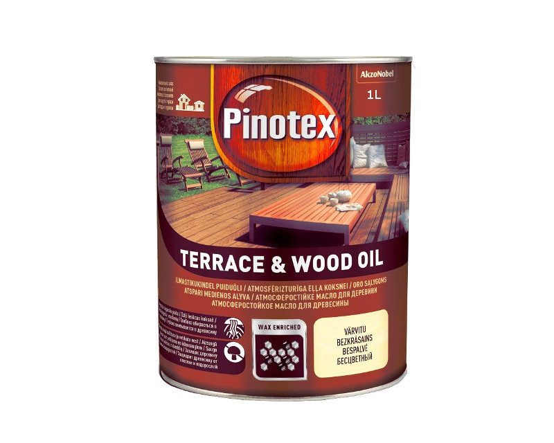 Масло антисептическое PINOTEX TERRACE & WOOD OIL для древесины матовое1л - фото 2 - id-p1197085739