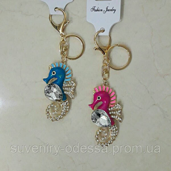 Брелок на ключі морський коник зі стразами, фото 1