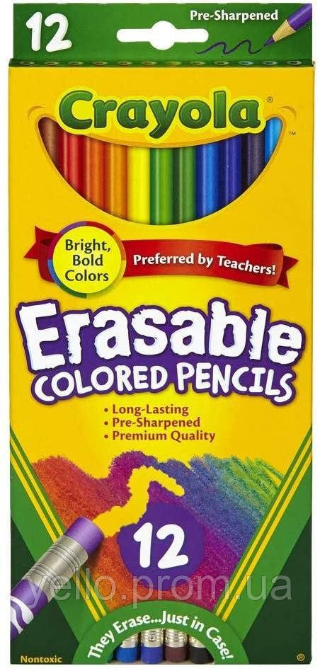 Crayola Erasable Colored Pencils. Набір олівців з гумкою 12 шт.