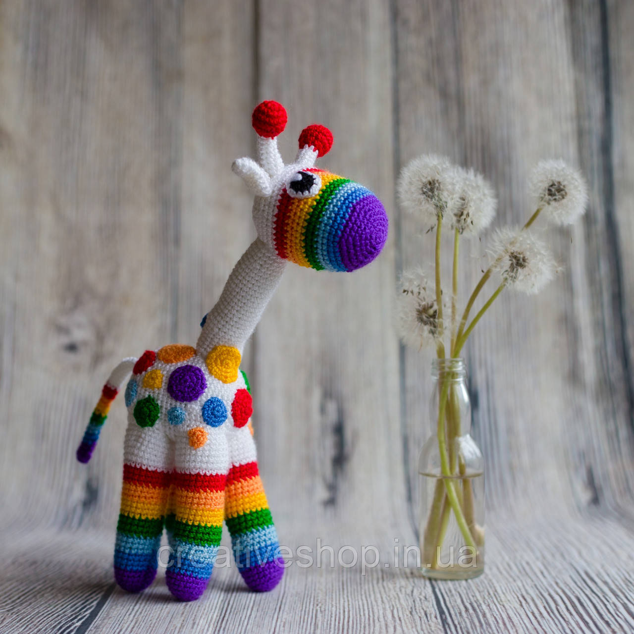 В'язана іграшка "Райдужний жираф", фото 1