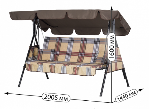 Садовая качеля Витан Дачакоричневая-размеры