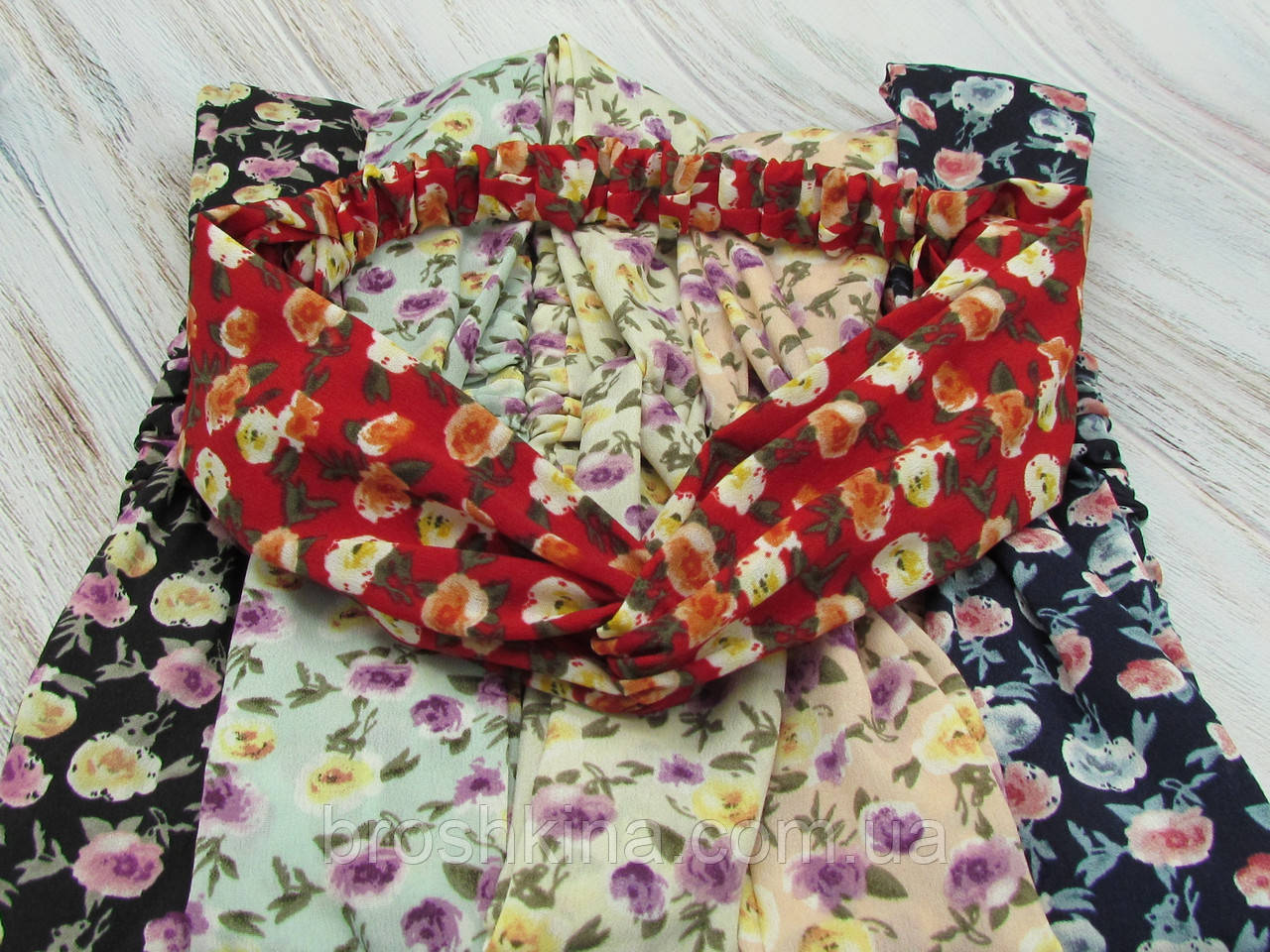 Жіноча пов'язка Чалма ширина 5.5 см шифон 6 шт/уп., фото 1