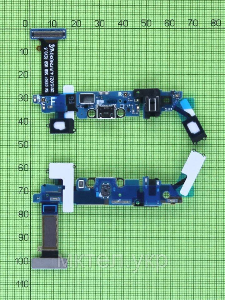 Плата роз'єму USB, мікрофонів Samsung Galaxy S6 SM-G920F Оригінал # GH96-08275B