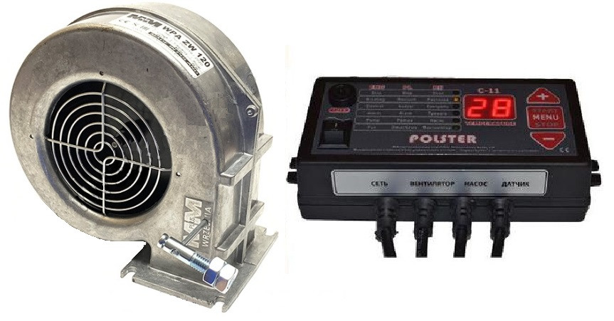 Автоматика для твердопаливних котлів Polster C-11 + вентилятор WPA-120k-ZW, фото 1