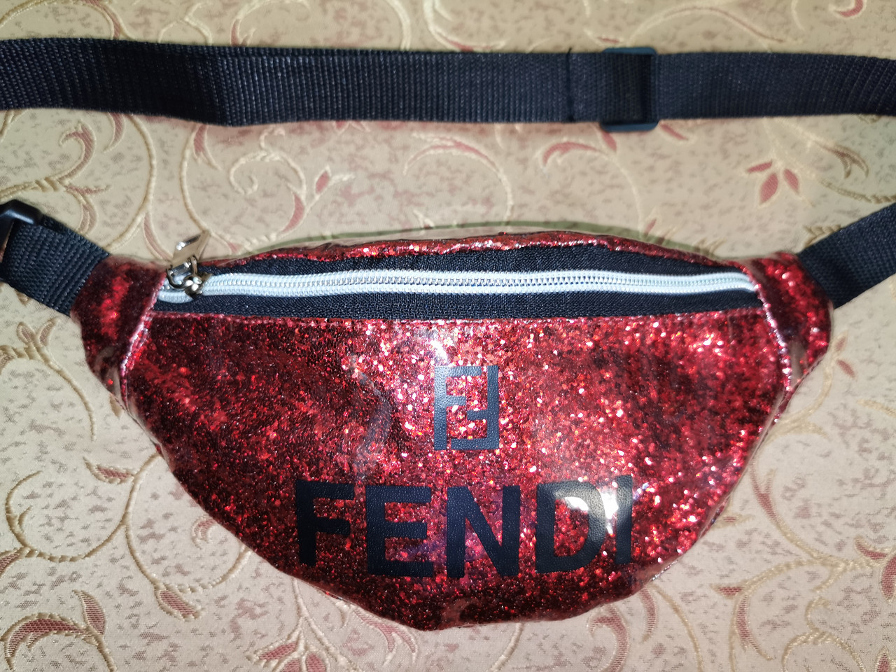 Сумка на пояс FENDI Двошаровий (глітер + плівка) барсетки сумка жіночий пояс Бананка клатчі гуртом
