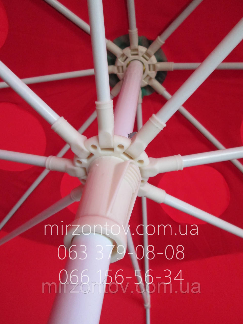Зонт торговый круглый с клапаном 3 метра в диаметре 8 спиц, красный, синий, зеленый. - фото 2 - id-p1197238165
