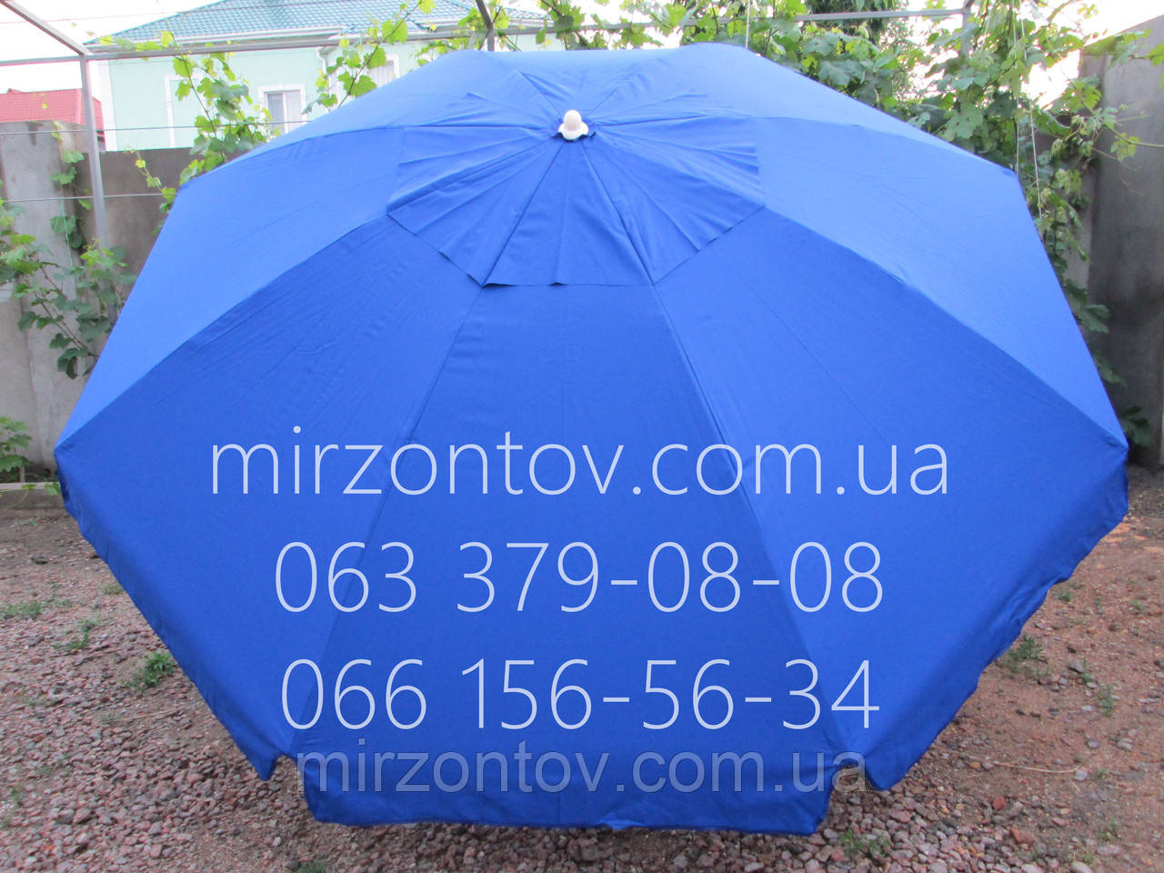 Зонт торговый круглый с клапаном 3 метра в диаметре 8 спиц, красный, синий, зеленый. - фото 5 - id-p1197238165