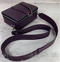 63-р Натуральна шкіра ультрамат Сумка жіноча через плече крос-боді фіолетова, баклажановая шкіряна сумка, фото 3