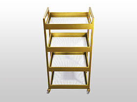 Візок перукарня на 4 полиці 440х300х1000 мм на колесах золота Kompred OL193/3