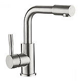 Змішувач для умивальника з високим поворотним виливом (неіржавка сталь) ZERIX LR1098-4 SUS304, фото 4