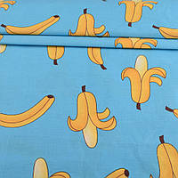 Бязь набивна блакитна з жовтими бананами, ш.220