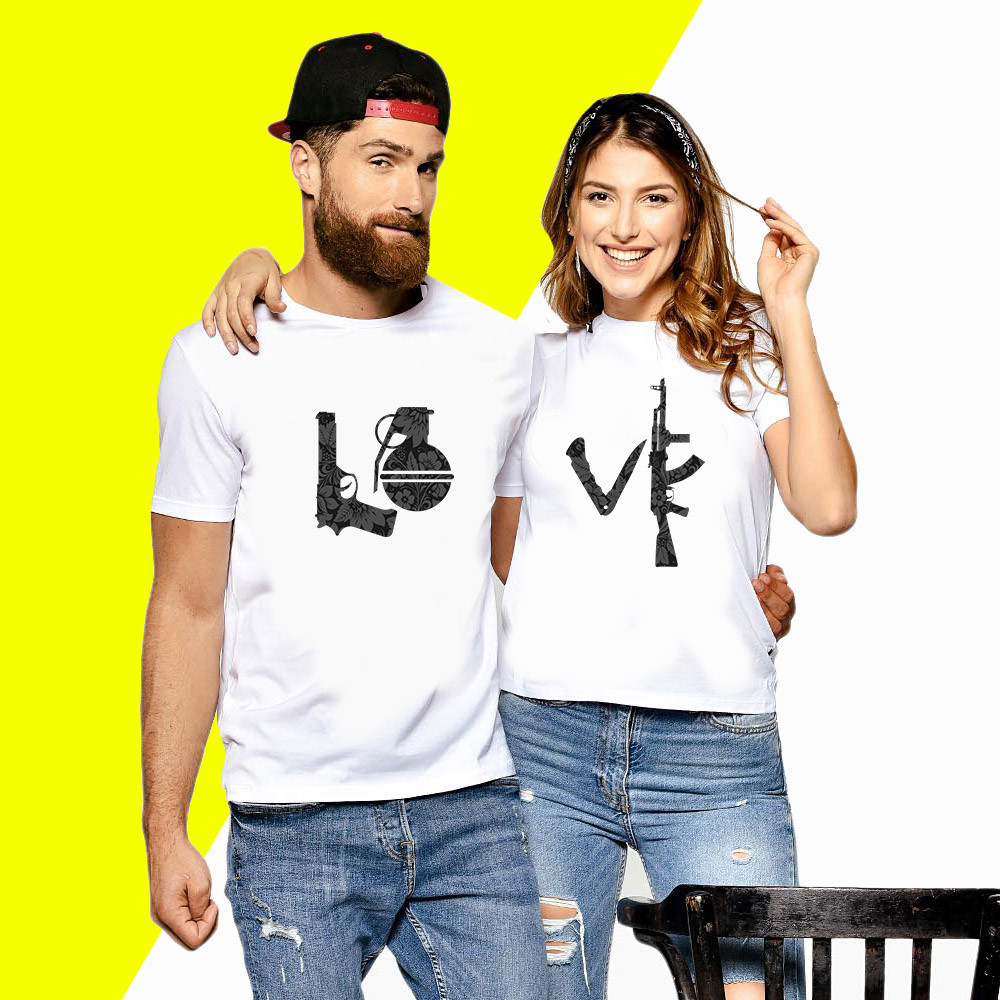 Парні футболки з принтом LOVE Push IT XS, Білий
