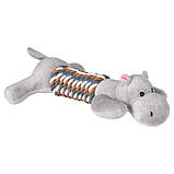 Іграшка Trixie Собака, бегемот з пискавкою для собак, 32 см (плюш, іграшки в асортименті), фото 2