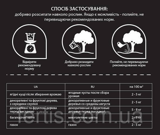 Осіннє добриво для фруктових дерев, плодово-ягідних кущів, декоративних рослин Fertis, 20 кг, фото 2