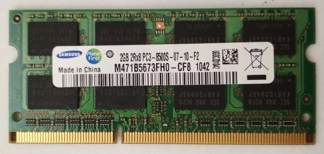 Для ноутбука 2 GB DDR3 1066MHz Samsung PC3 8500S 2Rx8 RAM Оперативна пам'ять