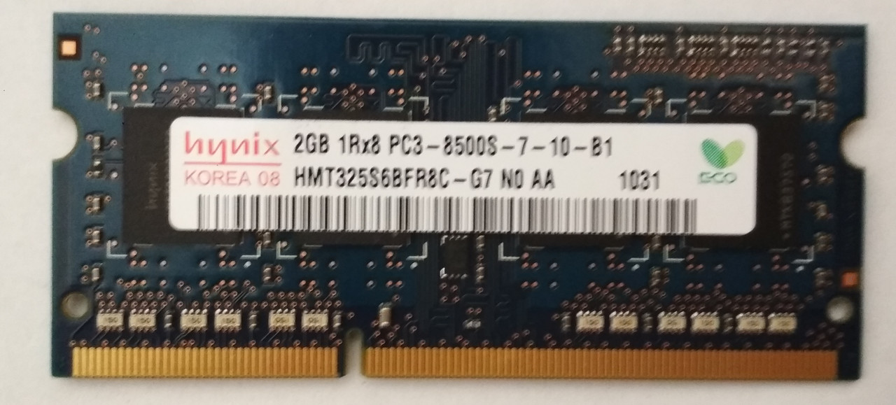 Для ноутбука 2 GB DDR3 1066MHz Hynix PC3 8500S 1Rx8 RAM Оперативна пам'ять