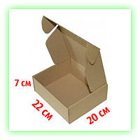 Коробка самосборная подарочная крафт 220х200х70, Картонные коробки самосборные