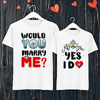 Парные футболки с принтом "Would you marry me?/Yes I do" L, Белый Push IT